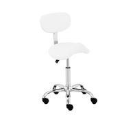 Taburete de estética con respaldo - 500-700 mm - 150 kg - Blanco | physa