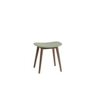 Muuto Taburete Fiber Dusty green. patas de madera barnizadas en marrón oscuro