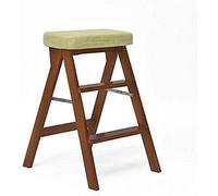 Taburete de madera, taburete alto de cocina - Silla plegable multifuncional, silla sencilla, banco para adultos, taburete para el hogar, taburete de madera maciza, reposapiés, taburete (verde)