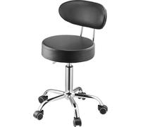 Taburete de taller ajustable, asiento para garaje con capacidad de 300 libras, con respaldo y ruedas