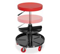 Taburete de taller ajustable con ruedas y bandeja de almacenamiento