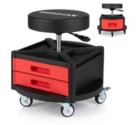 Taburete de taller de Costway, redondo, con ruedas, y carro de taller, con altura ajustable de 45 a 58 cm