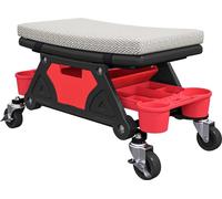 Taburete de taller Fortuna Lai con ruedas, superficie de almacenamiento, cajón, 35 cm de altura. Taburete con ruedas, capacidad de carga de hasta 135 kg. Taburete con ruedas, asiento giratorio, asient
