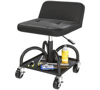 Taburete de taller - Taburete de trabajo - Taburete para banco de trabajo - Silla de trabajo - Taburete con ruedas - Con estante de almacenamiento - 58,5 cm de altura