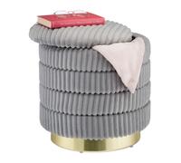 Taburete de terciopelo puff tapizado banqueta redonda elegante dorado suave