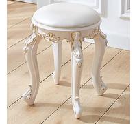 Taburete de tocador acolchado con patas de acero duraderas, diseño moderno y elegante para dormitorio y baño, 43 cm de altura, elegante aspecto de cuero dorado