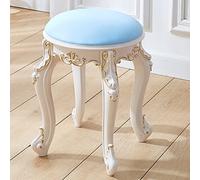 Taburete de tocador acolchado con patas de acero duraderas, diseño moderno y elegante para dormitorio y baño, 43 cm de altura, elegante aspecto de cuero dorado