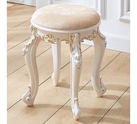 Taburete de tocador acolchado con patas de acero duraderas, diseño moderno y elegante para dormitorio y baño, 43 cm de altura, elegante aspecto de cuero dorado
