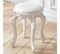 Taburete de tocador acolchado con patas de acero duraderas, diseño moderno y elegante para dormitorio y baño, 43 cm de altura, elegante aspecto de cuero dorado