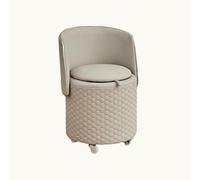 Taburete de tocador con almacenamiento, otomana de almacenamiento con respaldo redondo con ruedas, silla giratoria para sala de estar y dormitorio