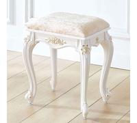 Taburete de tocador tallado retro con cojín, elegante silla de maquillaje, taburete multifuncional para dormitorio o baño