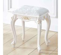 Taburete de tocador tallado retro con cojín, elegante silla de maquillaje, taburete multifuncional para dormitorio y baño