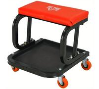 Taburete de trabajo, silla de trabajo, taburete de montaje: estructura de acero resistente, asiento acolchado con espacio de almacenamiento integrado