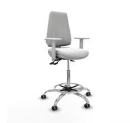 Taburete elche blanco as bali blanco brazos blancos base cromada rueda