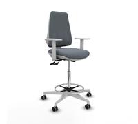 Taburete elche blanco as bali gris brazos blancos base blanca ruedas 6
