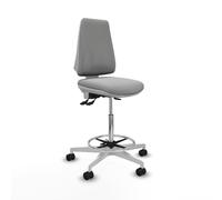 Taburete elche blanco as bali gris claro base blanca ruedas 65mm nailo