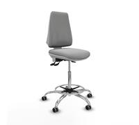 Taburete elche blanco as bali gris claro base cromada ruedas 65mm engo