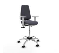 Taburete elche blanco as bali gris oscuro brazos blancos base cromada