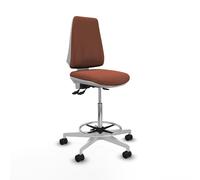 Taburete elche blanco as bali marrón base blanca ruedas 65mm nailon