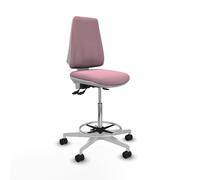 Taburete elche blanco as bali rosa base blanca ruedas 65mm nailon