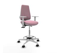 Taburete elche blanco as bali rosa brazos blancos base blanca ruedas 6
