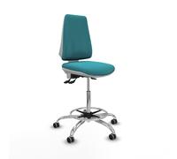 Taburete elche blanco as bali turquesa base cromada ruedas 65mm engoma