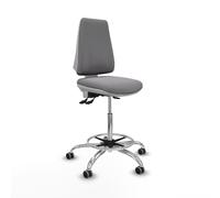 Taburete elche blanco as similpiel gris base cromada ruedas 65mm engom