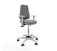 Taburete elche blanco as similpiel gris brazos blancos base blanca rue