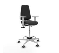 Taburete elche blanco as similpiel gris oscuro brazos blancos base bla