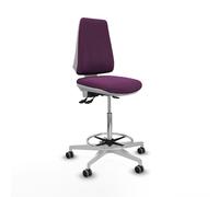 Taburete elche blanco as similpiel morado base blanca ruedas 65mm engo