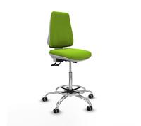 Taburete elche blanco as similpiel pistacho base cromada ruedas 65mm e