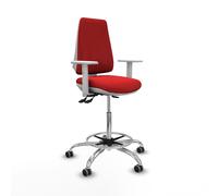 Taburete elche blanco as similpiel rojo brazos blancos base cromada ru
