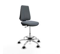 Taburete elche cp bali gris base cromada ruedas 65mm nailon