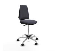 Taburete elche cp bali gris oscuro base cromada ruedas 65mm nailon