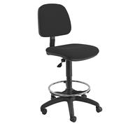 Taburete EOE4S (Negro, Respaldo y barra reposapiés cromada)