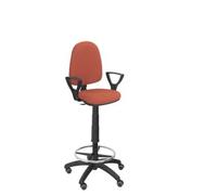 Taburete Ergonómico Con Mecanismo De Contacto Permanente, Regulable En Altura, Aro Reposapiés Y Ruedas De Parquet Asiento Y Respaldo Tapizados En Tejido Bali Color Marrón (brazos Fijos Incluidos) Piqu