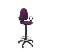 Taburete Ergonómico Con Mecanismo De Contacto Permanente, Regulable En Altura, Aro Reposapiés Y Ruedas De Parquet Asiento Y Respaldo Tapizados En Tejido Bali Color Morado (brazos Fijos Incluidos) Piqu