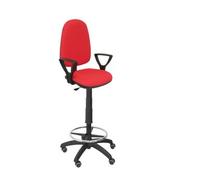 Taburete Ergonómico Con Mecanismo De Contacto Permanente, Regulable En Altura, Aro Reposapiés Y Ruedas De Parquet Asiento Y Respaldo Tapizados En Tejido Bali Color Rojo (brazos Fijos Incluidos) Piquer