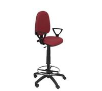 Taburete Ergonómico Con Mecanismo De Contacto Permanente, Regulable En Altura Y Aro Reposapiés Asiento Y Respaldo Tapizados En Tejido Bali Color Granate (brazos Fijos Incluidos) Piqueras Y Crespo Mode