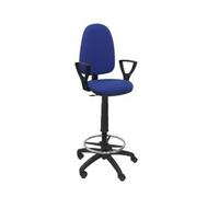 Taburete Ergonómico Con Mecanismo De Contacto Permanente, Regulable En Altura Y Aro Reposapiés Asiento Y Respaldo Tapizados En Tejido Bali Color Azul (brazos Fijos Incluidos) Piqueras Y Crespo Modelo 