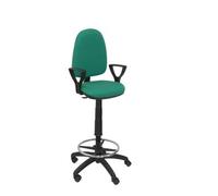 Taburete Ergonómico Con Mecanismo De Contacto Permanente, Regulable En Altura Y Aro Reposapiés Asiento Y Respaldo Tapizados En Tejido Bali Color Verde (brazos Fijos Incluidos) Piqueras Y Crespo Modelo
