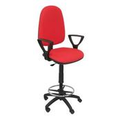 Taburete Ergonómico Con Mecanismo De Contacto Permanente, Regulable En Altura Y Aro Reposapiés Asiento Y Respaldo Tapizados En Tejido Bali Color Rojo (brazos Fijos Incluidos) Piqueras Y Crespo Modelo 