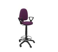 Taburete Ergonómico Con Mecanismo De Contacto Permanente, Regulable En Altura Y Aro Reposapiés Asiento Y Respaldo Tapizados En Tejido Bali Color Morado (brazos Fijos Incluidos) Piqueras Y Crespo Model