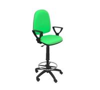 Taburete Ergonómico Con Mecanismo De Contacto Permanente, Regulable En Altura Y Aro Reposapiés Asiento Y Respaldo Tapizados En Tejido Bali Color Pistacho (brazos Fijos Incluidos) Piqueras Y Crespo Mod