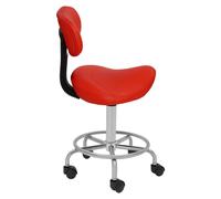 Taburete ergonómico con respaldo – Taburete de bar con respaldo – Capacidad de carga de 150 kg – Altura ajustable de 45 a 59 cm – Giratorio 360° con 5 ruedas – Color rojo