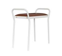 Maze Taburete Anyone Blanco con cuero coñac vintage