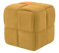 CLP Taburete de Pana Forinta, diseño Moderno Cuadrado, cómodo reposapiés y Asiento cúbico para salón y Dormitorio | Color Amarillo