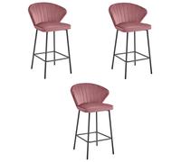 Taburete GATTA - terciopelo rosa oscuro / patas negras x 3