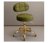 Taburete giratorio con respaldo y ruedas, silla giratoria hidráulica para salón de belleza, spa, tatuaje, diseño de metal, asiento de mesa (verde)