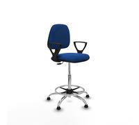 Taburete isso cp similpiel azul brazos fijos base cromada topes